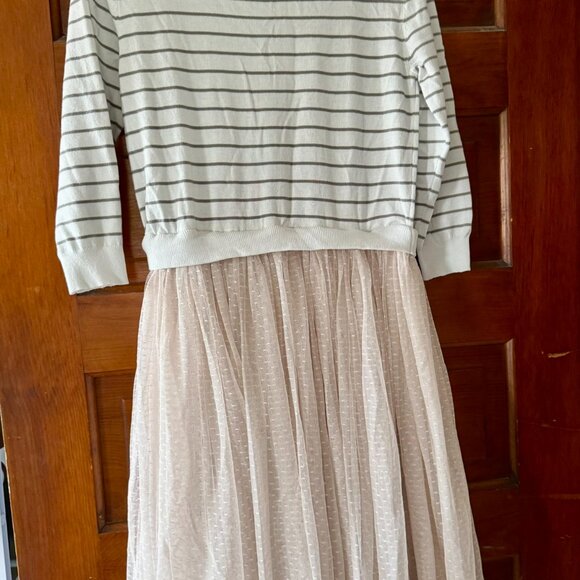 Modcloth striped sweater dress w/ light pink tulle skrt, women's size large - Picture 2 of 10